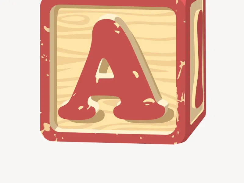 Wooden alphabet block with the letter A