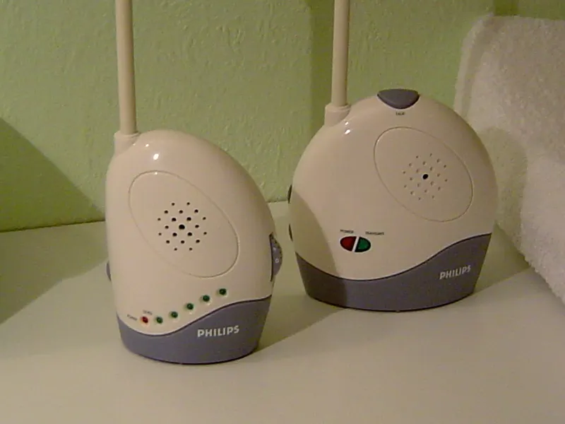 Two units of an audio baby monitor set side by side