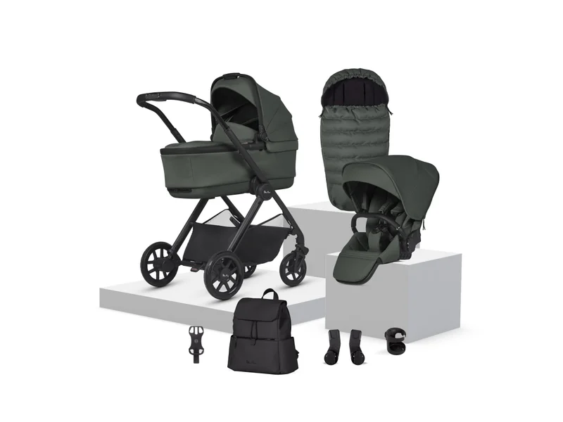 Silver Cross Reef 2 pushchair bundle in a dark green colourway