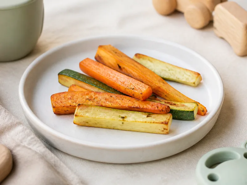 Roasted soft vegetable sticks for baby-led weaning