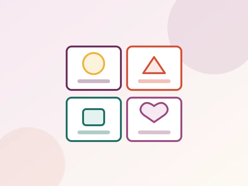 Illustration of four picture communication cards