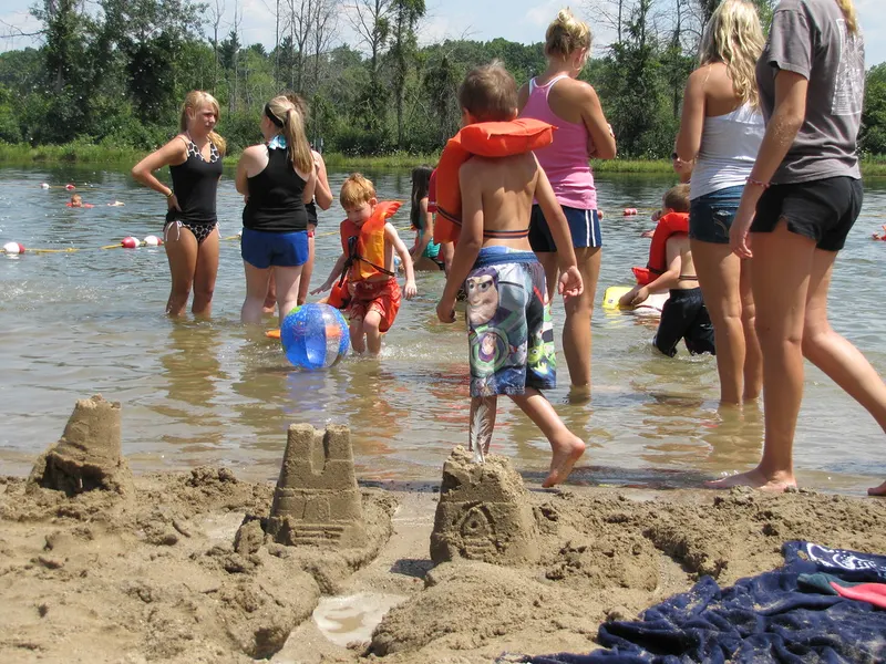 Children playing together on a beach